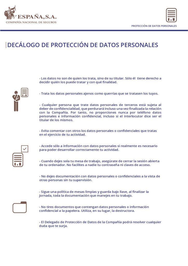 Decálogo de protección de datos personales