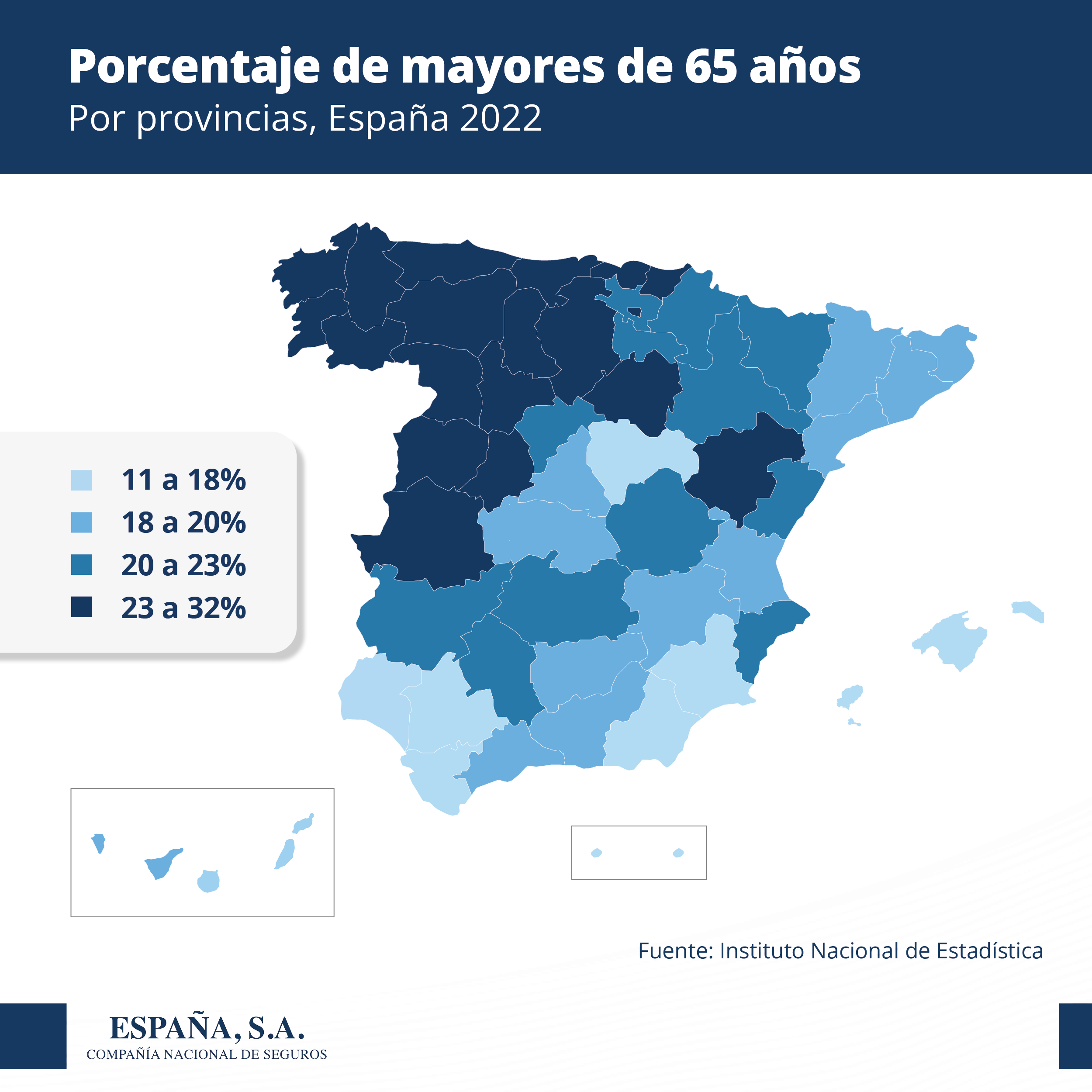 Mayores de 65 años en España 2023<br />
